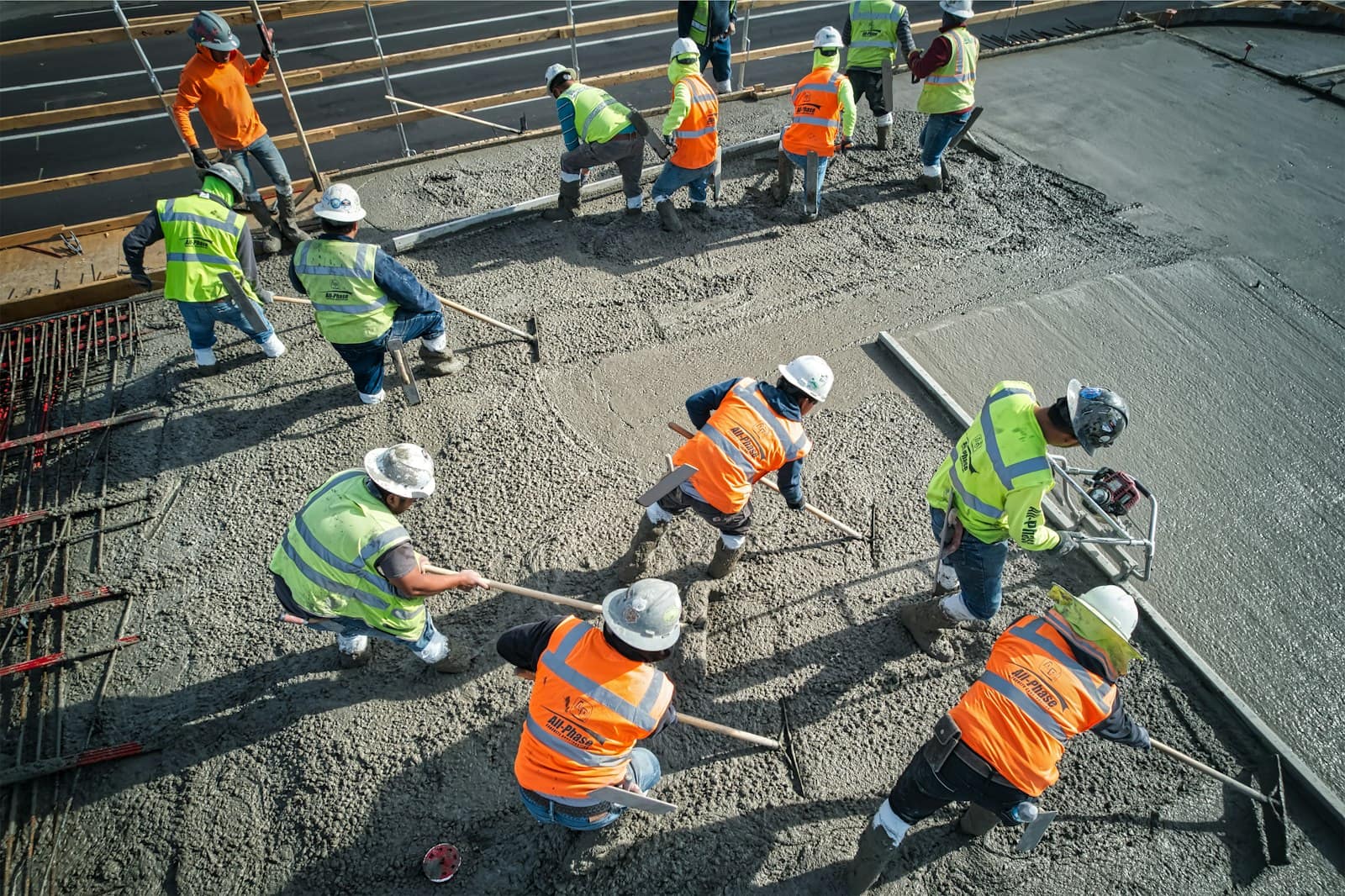Install crew working on an active construction site