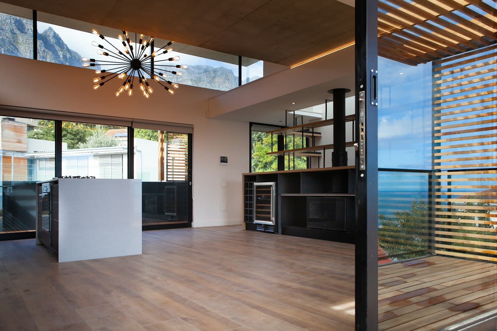 Bright room with new large windows and wood floors